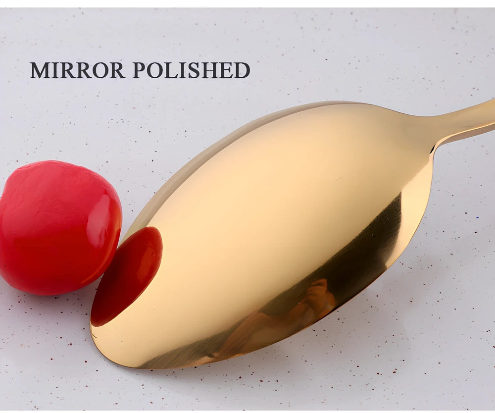 Four-piece stainless steel cutlery set with mirror polish finish, western style design