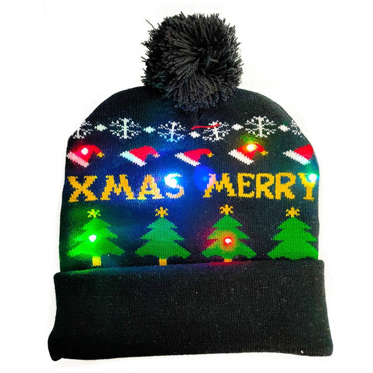 LED Christmas Knitted Beanie with Light-Up Features for Holiday Festivities