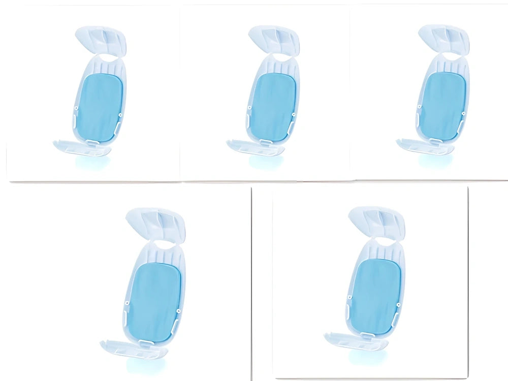 Pack of 50 pink biodegradable soap paper sheets, each 8x4.5cm, for portable hand cleaning on travels