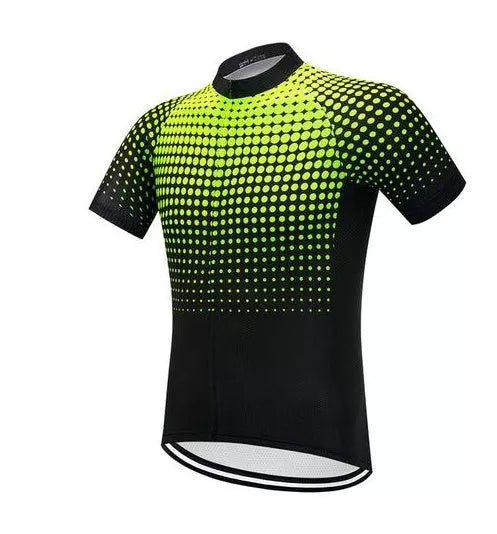 Neon Yellow Cycling Jersey with Full-Length Zipper