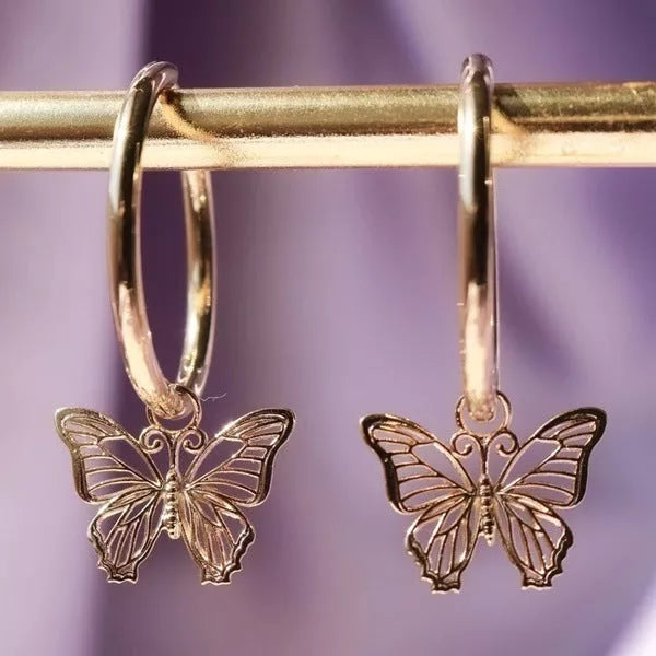 Butterfly earrings with bow styling and electroplating