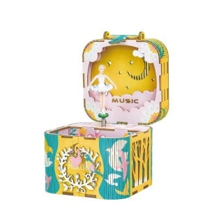 DIY 3D Kitty Ballet Wooden Puzzle with Moveable Music Box