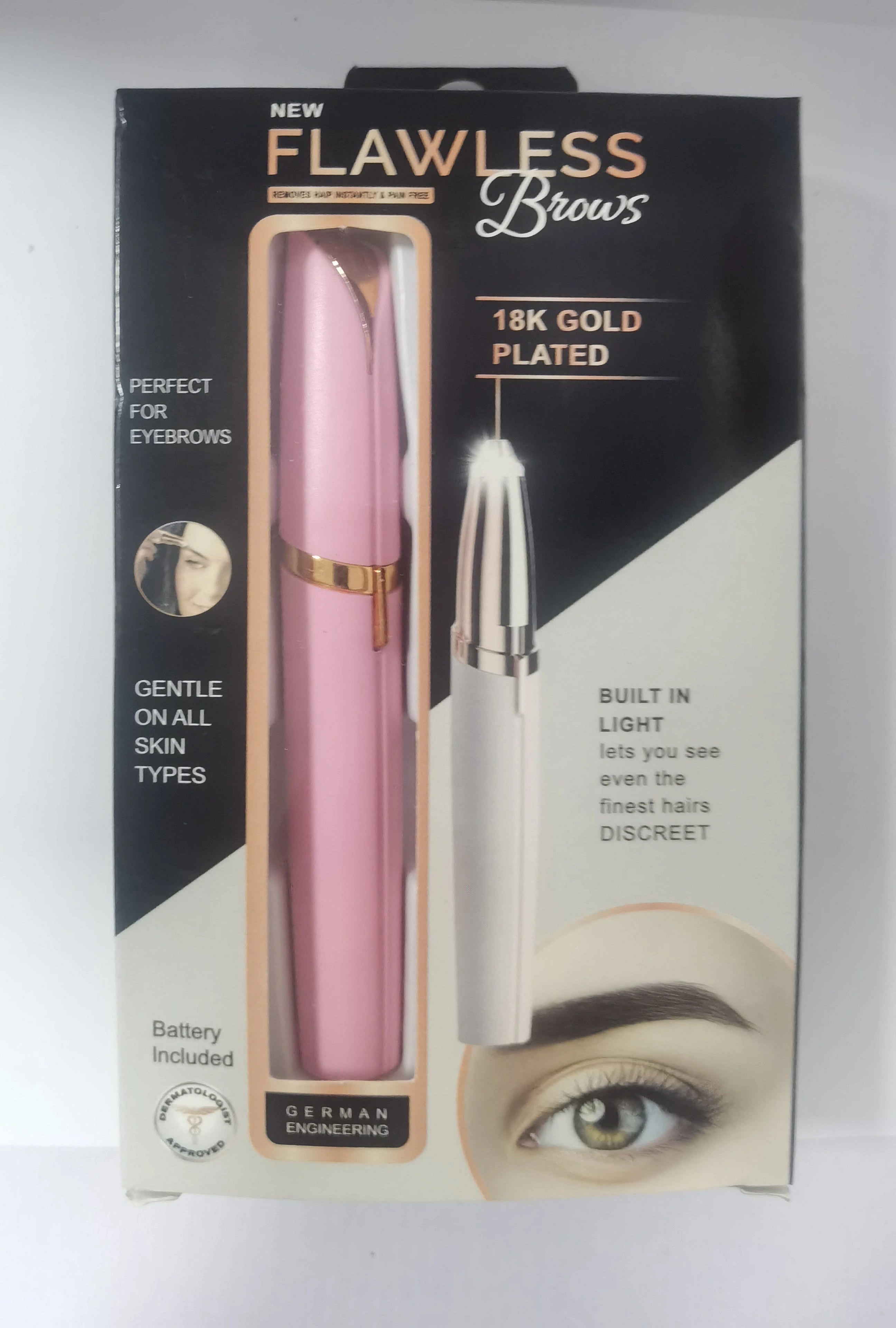Mini Electric Eyebrow Trimmer with LED Light and 18K Gold Plated Head