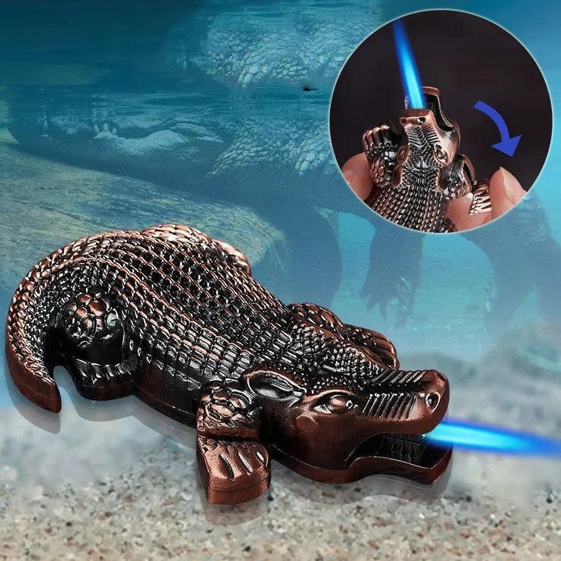 Crocodile Shaped Windproof Butane Lighter with Adjustable Flame