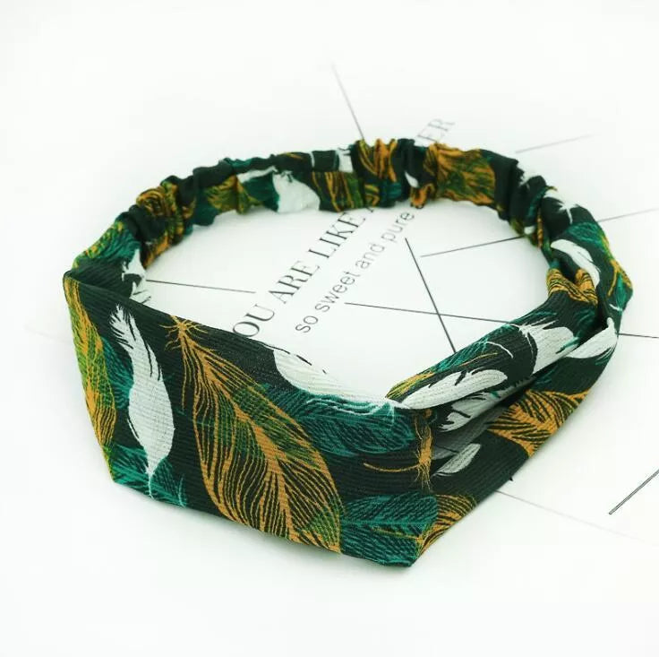 Women's Retro Style Printed Headband with Elastic Free Size