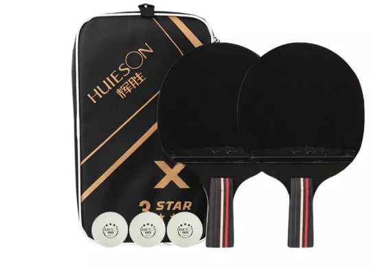 Pure wood table tennis racket set with reverse glue rubber