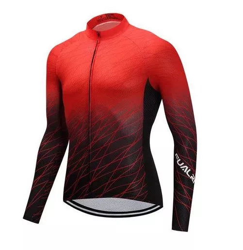 Long Sleeve Cycling Jersey - RedLine with Quick Dry Technology
