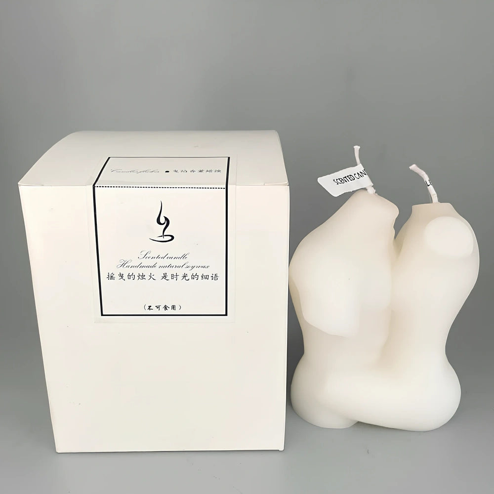 Cylindrical Embrace Fitting Aromatherapy Candle in white, 9cm diameter x 11cm height, soybean wax for steady 25-30 hour burn