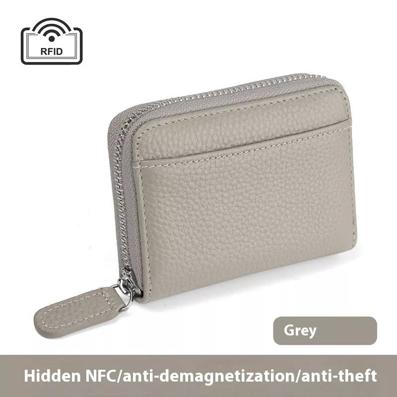 2024 RFID Genuine Leather Card Wallet with Coin Pocket for Men and Women