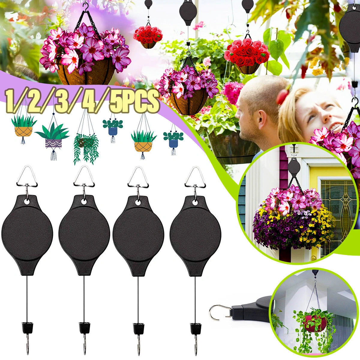 Adjustable Hanging Hook for Bird Cages and Baskets