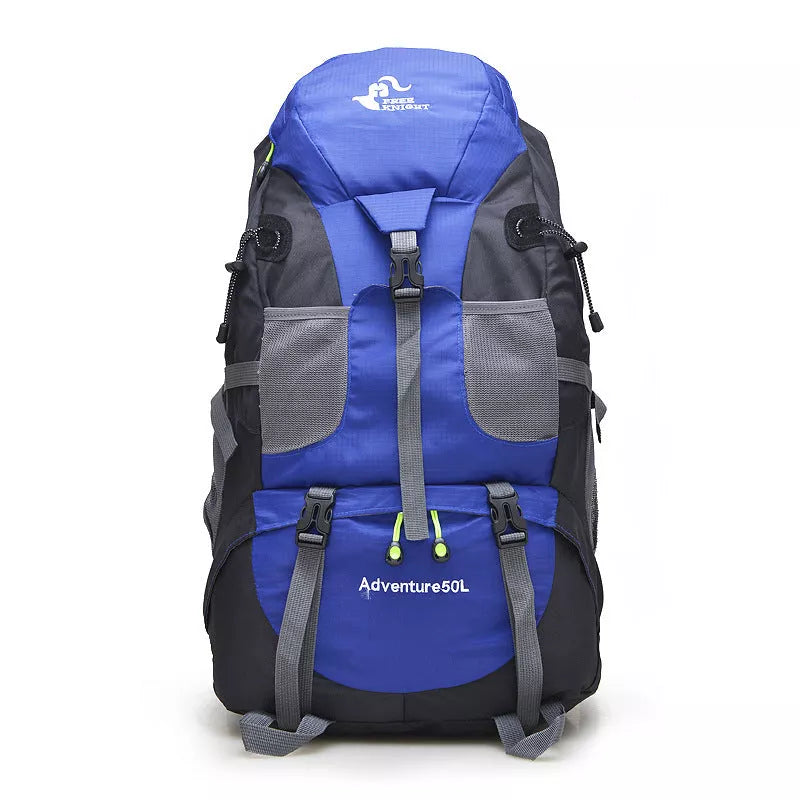 Outdoor foldable backpack with 50L capacity and waterproof design