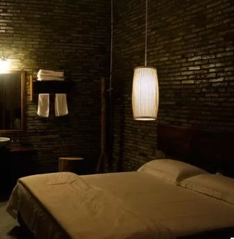 Bamboo plait staircase lamp with E27 holder