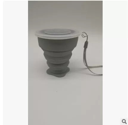 Collapsible Water Cup with Stainless Steel Ring and Lanyard