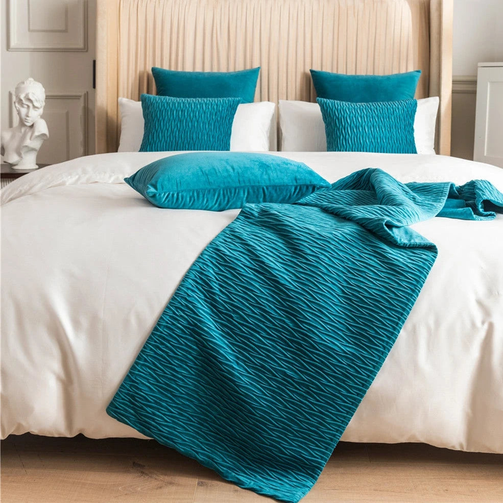 Pure cotton bed flag in various colours showing 45cm width coverage on UK standard bed