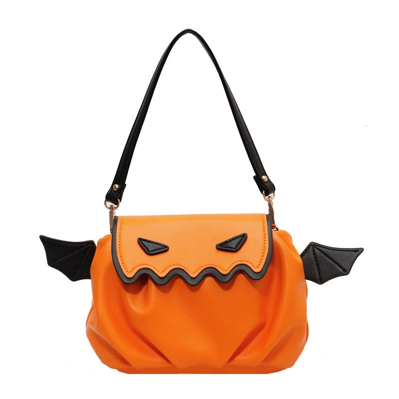 Halloween Pumpkin Cartoon Crossbody Bag with Small Wings