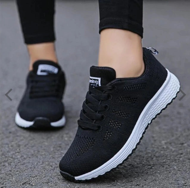 Women's Mesh Sports Sneakers with Low Wedge Heel