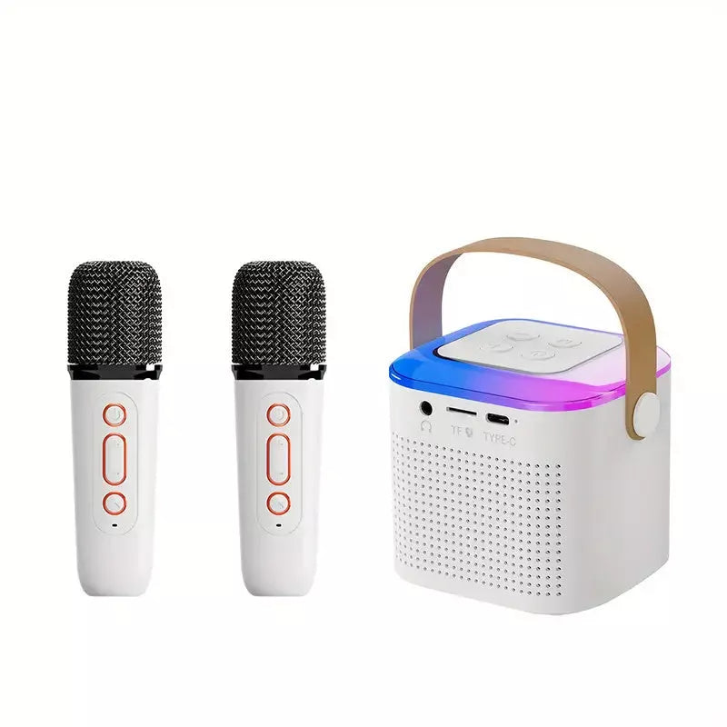 Bluetooth Karaoke Machine with Dual Wireless Mics and RGB Lighting