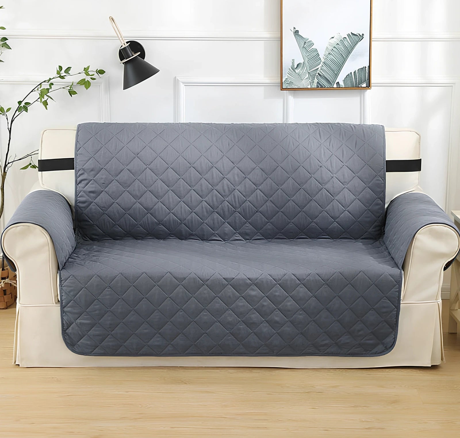 Lake blue pet waterproof compartment sofa cushion 190x228cm in polyester protecting against spills