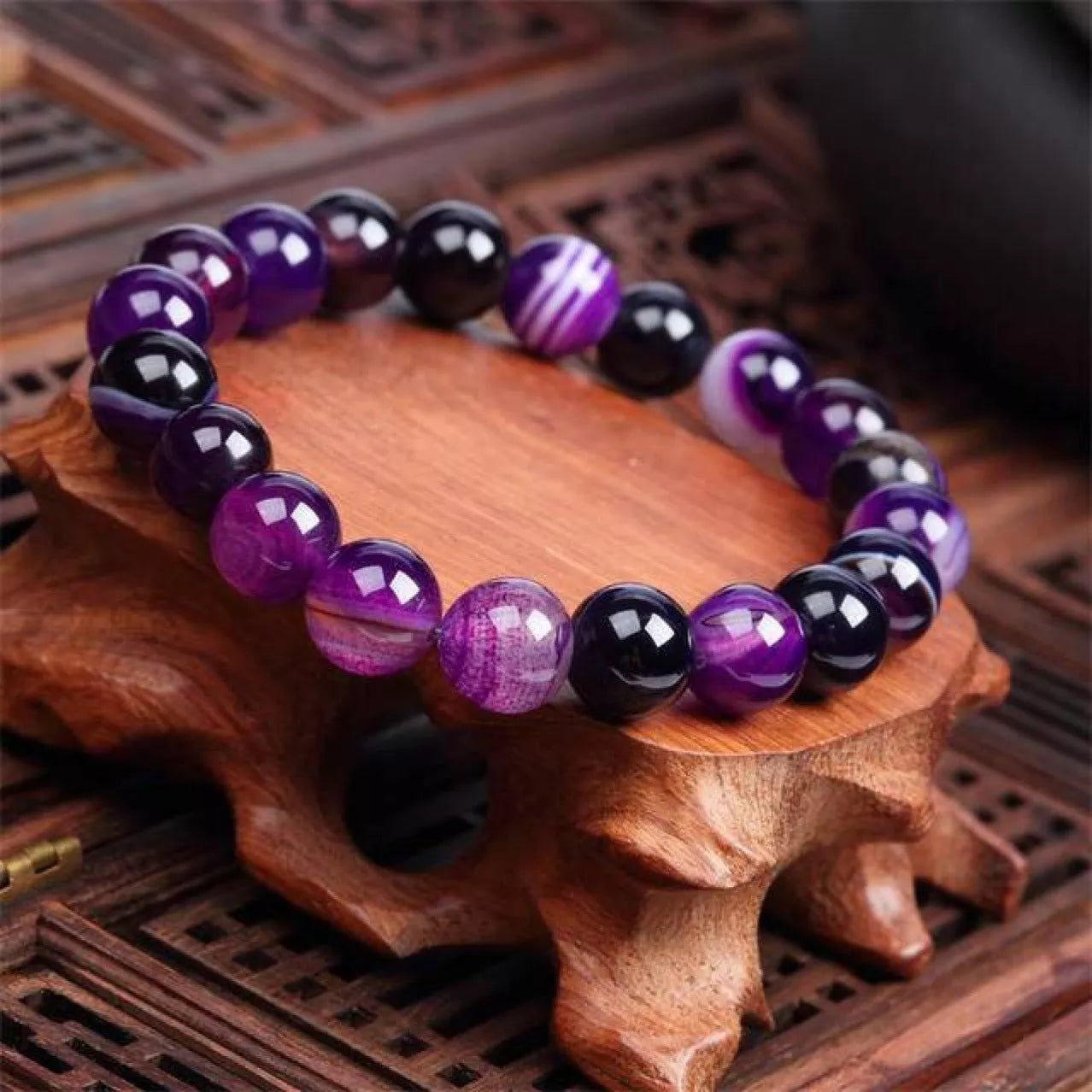 Violet Agate Bracelet for Women with Ethnic Style
