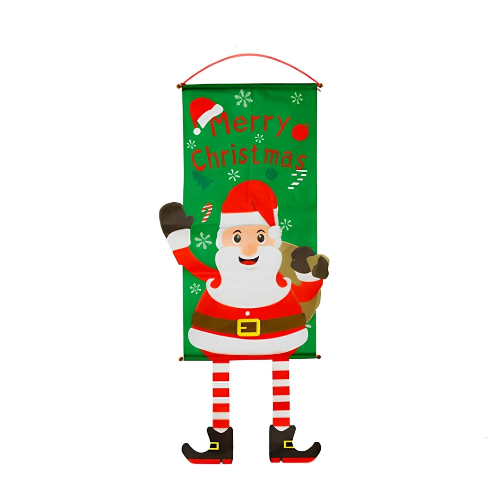 115x40cm Christmas cloth poster showing Santa Claus design in red for window decoration