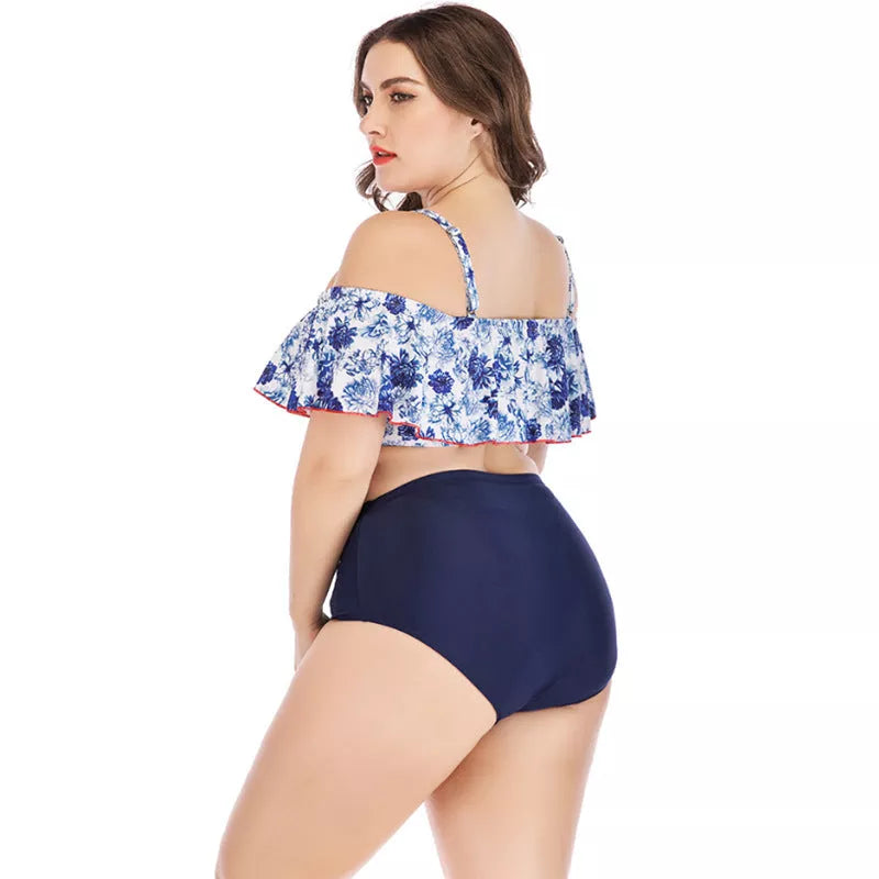 Women's printed plus size swimsuit with polyester blend