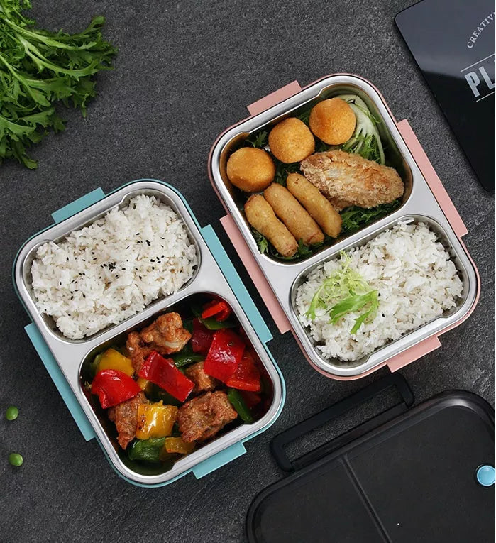 Stainless steel insulated lunch box with food segmentation