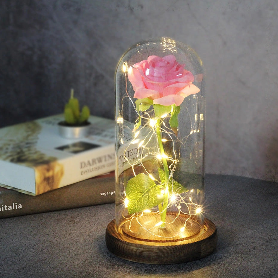 Enchanted Forever Rose in Glass LED Light Christmas Decoration