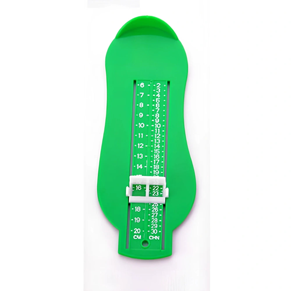 Blue children's foot measuring ruler with 0-20cm scale on ABS plastic 22.7x9x2.5cm
