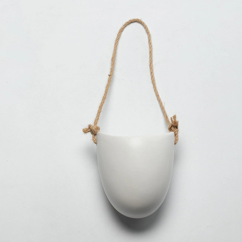 Ceramic Wall-Mounted Flower Pot with No-Trace Nails