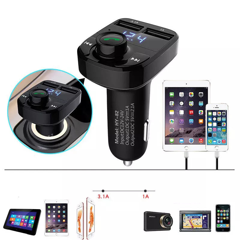 Bluetooth Car Kit with FM Transmitter and Dual USB Charger