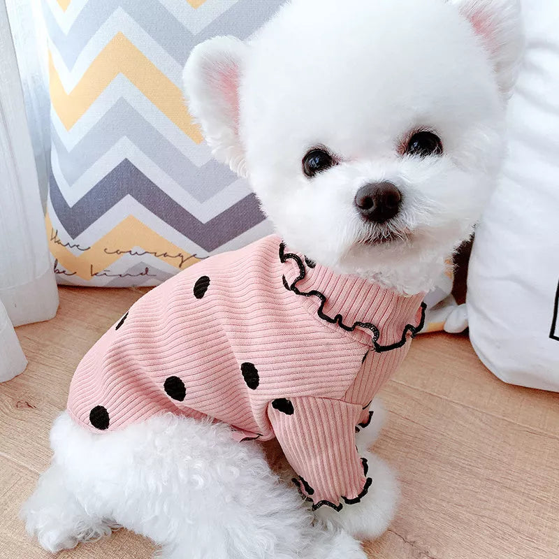 Polka dot turtleneck dog shirt in cotton