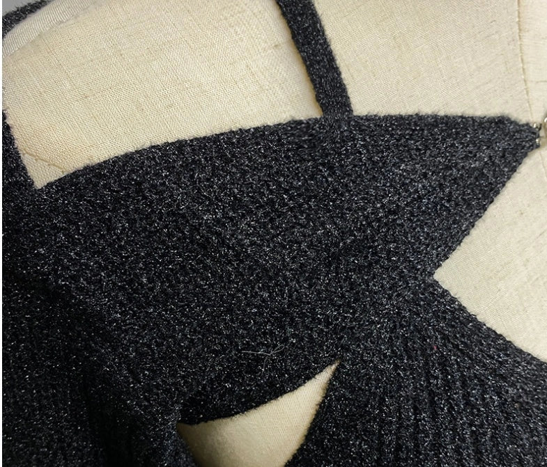 Off-Shoulder Knitted Sweater for Women with V-Neck and Drop Shoulder Design