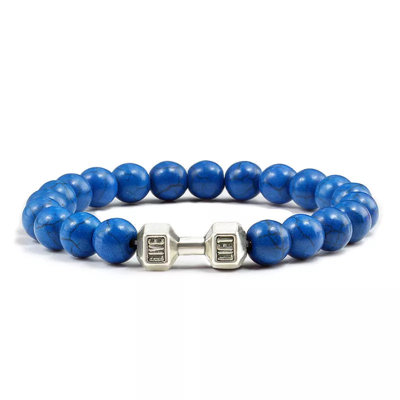 Turquoise Energy Gun Black Electroplated Alloy Barbell Bracelet