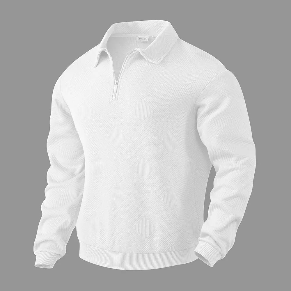 Men's Jacquard Half-Zip Sweatshirt in Solid Colors