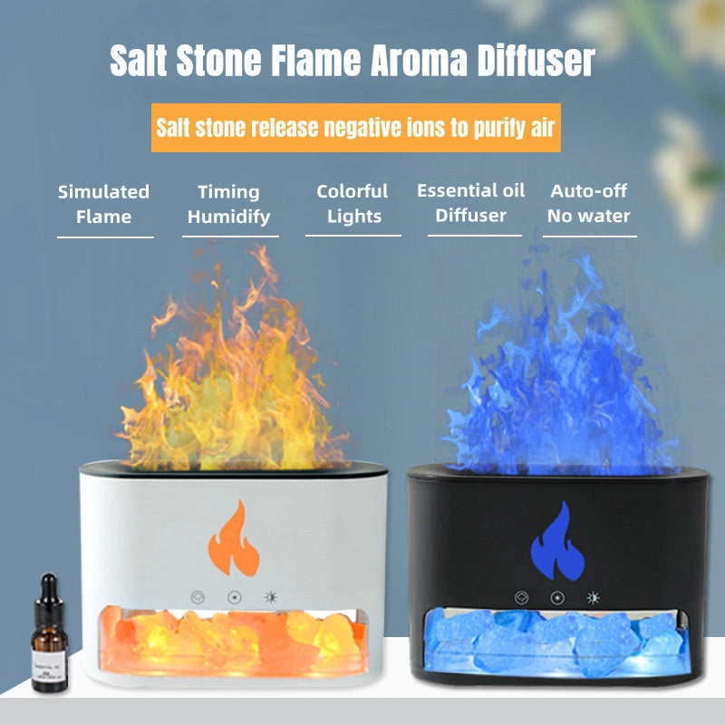 Flame Humidifier with Aromatherapy, Night Light, and Air Purification