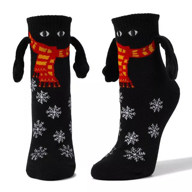 Couple Magnetic Handle Hand Socks with Christmas Designs