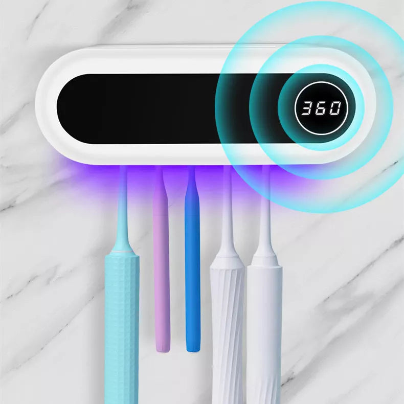 Smart Toothbrush UV Sterilizer with Toothpaste Dispenser for Bathroom Hygiene