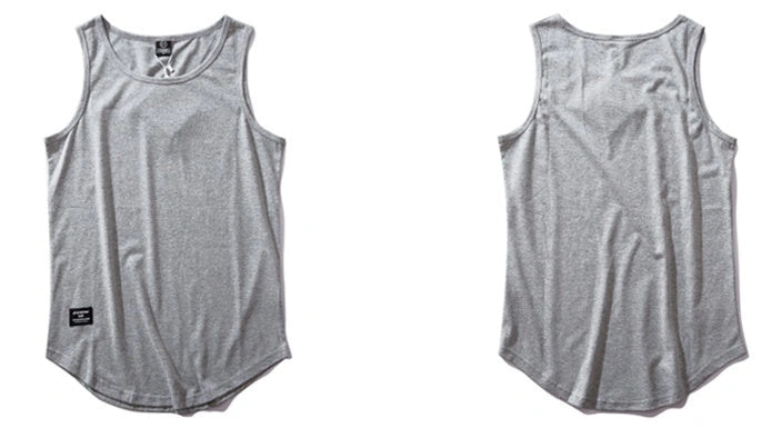Men's cotton sleeveless scoop tank top with printed logo
