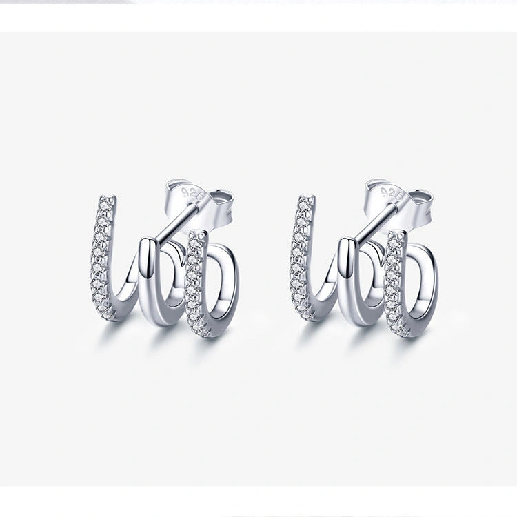 925 Sterling Silver Heart Earrings with Gems