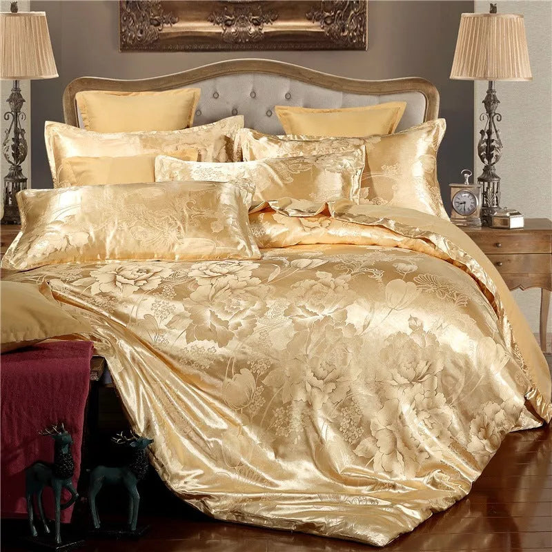 Four-piece jacquard bedding set in polyester fiber
