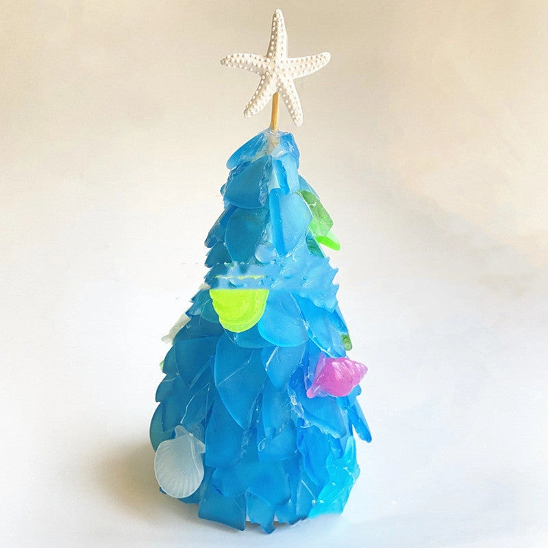 Blue PVC Christmas Tree Decoration with Ocean-Themed Design