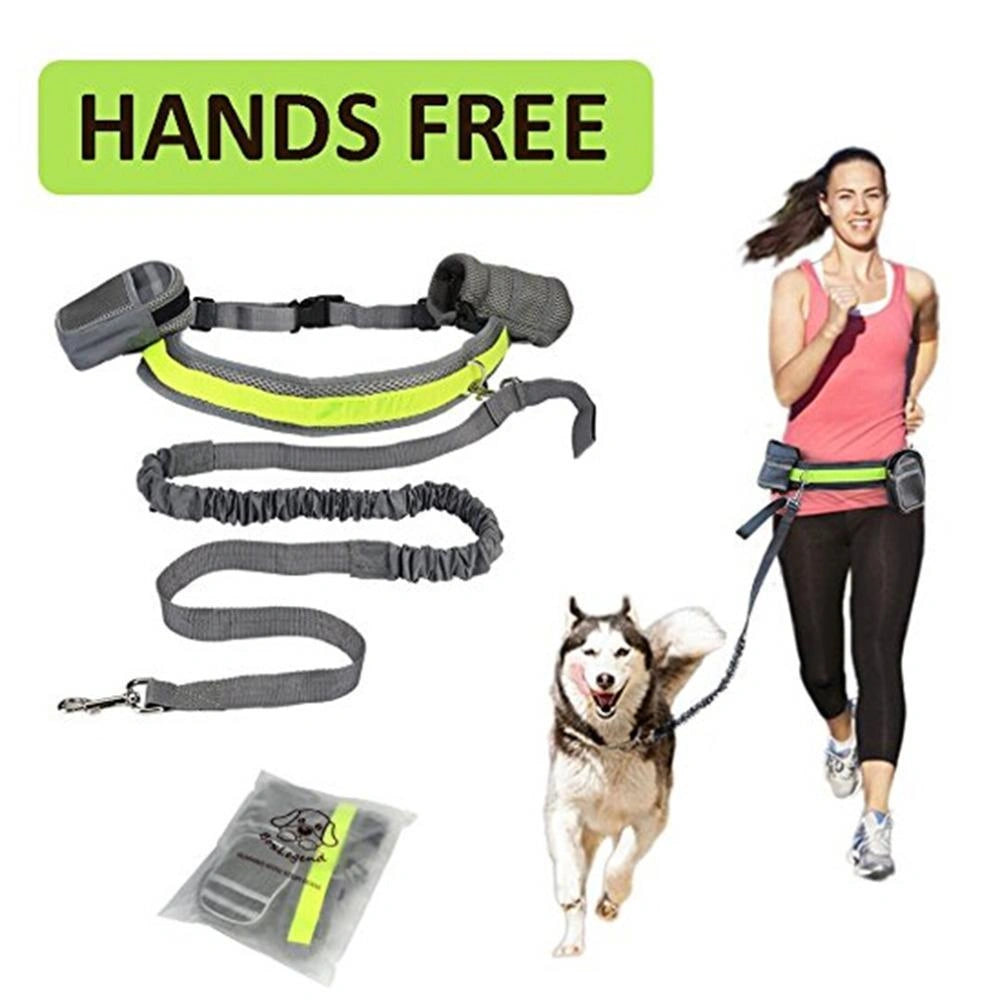 Adjustable Hands Free Dog Leash with Waist Bag and Sundries Bag