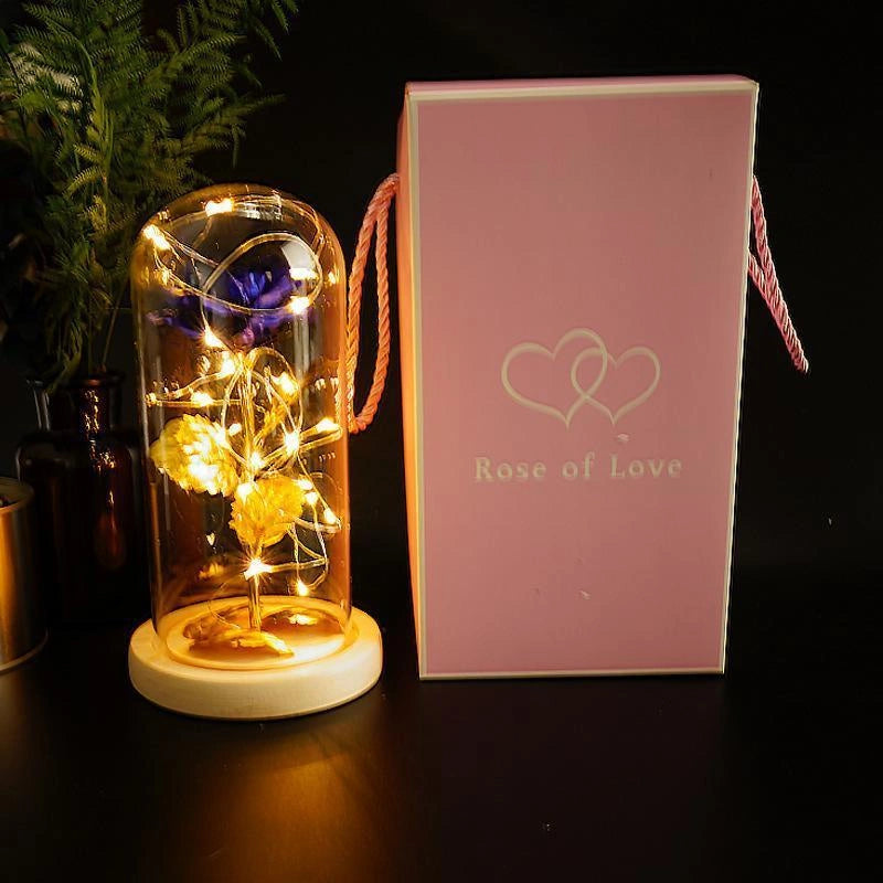 Enchanted Forever Rose in Glass LED Light Christmas Decoration