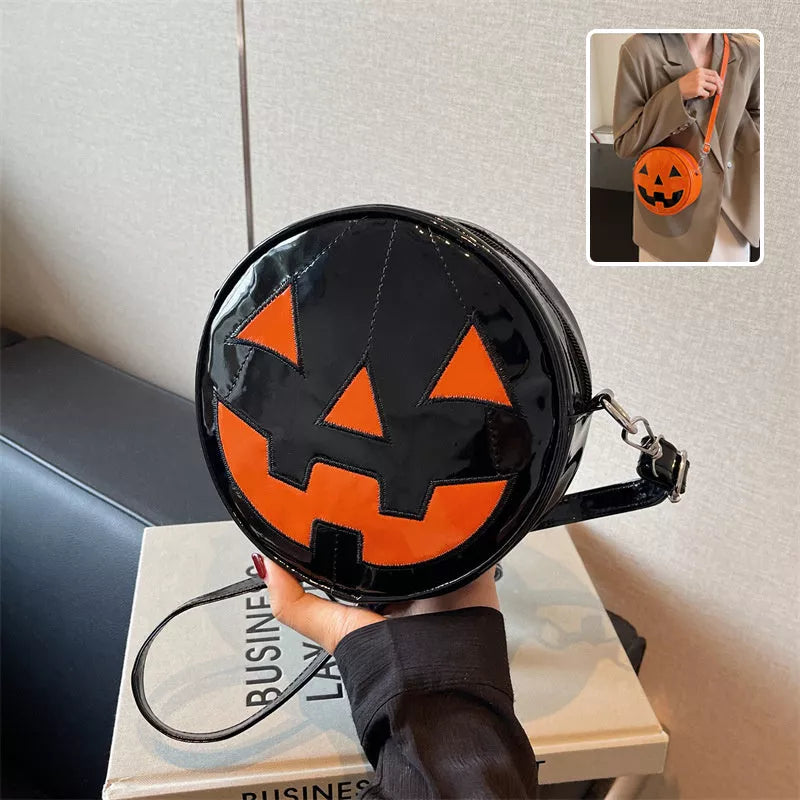 Halloween Pumpkin Small Round Bag for Girls and Women