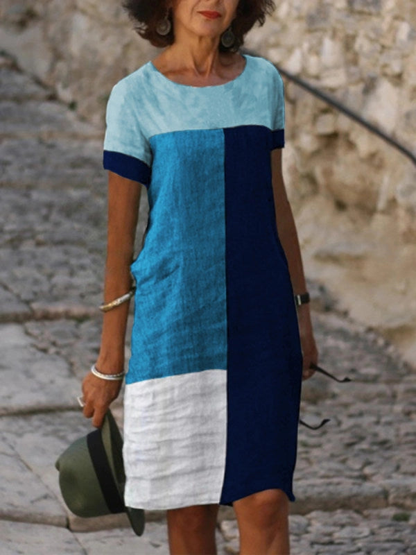 Ladies Check Print Dress in Cotton Blend with Multiple Color Options