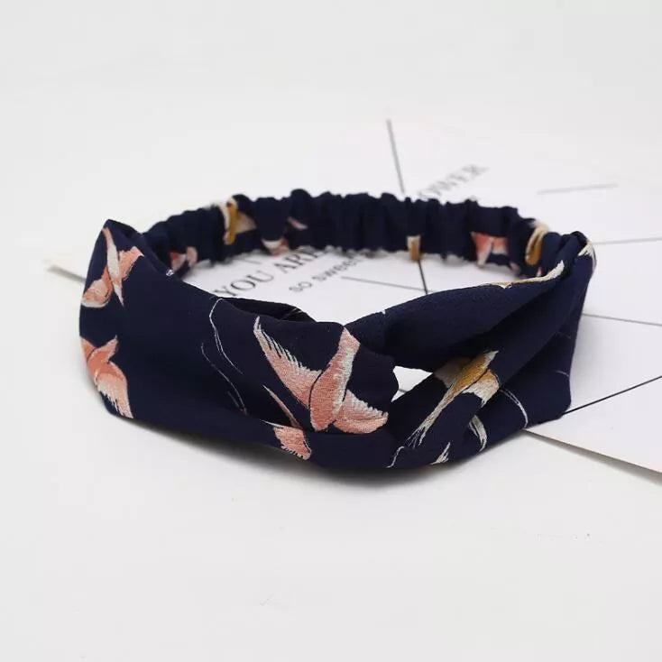 Women's Retro Style Printed Headband with Elastic Free Size