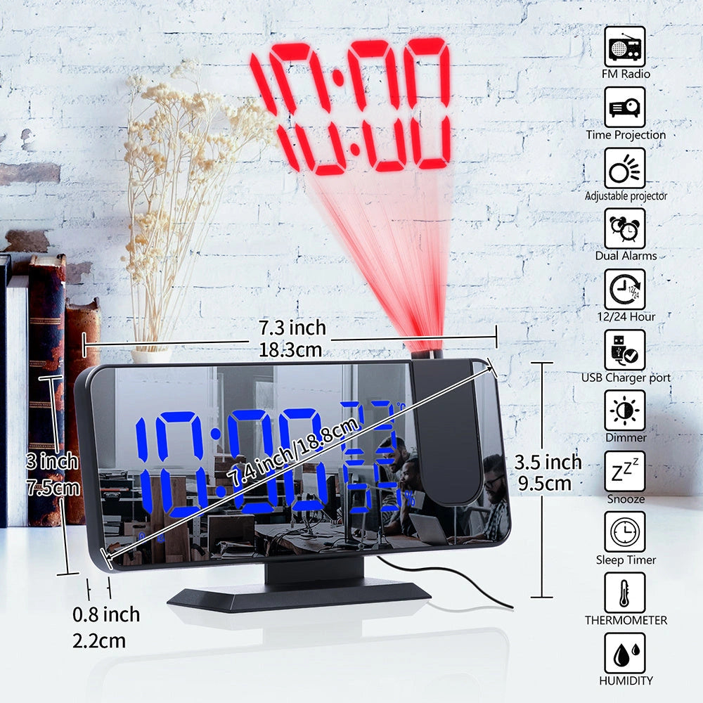 Multifunctional Radio Projection Alarm Clock with Adjustable Brightness