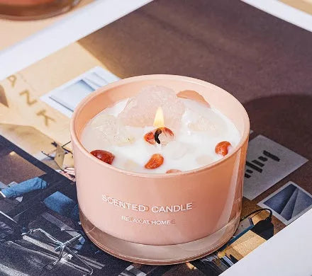 Handmade Crystal Glass Aromatherapy Candle in Gray Blue