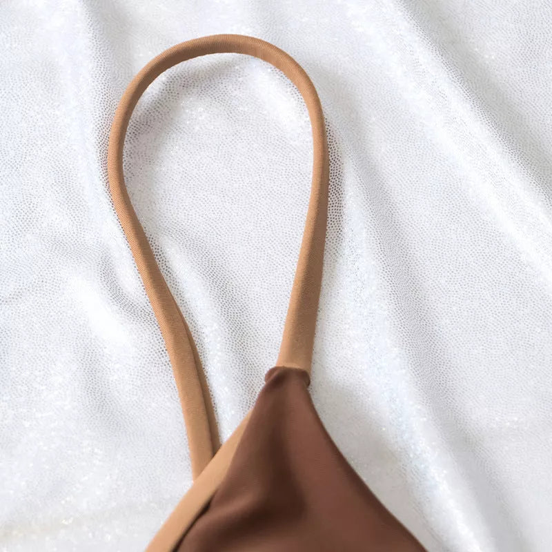 Solid Color Double-layer Fabric Split Swimsuit for Active Women