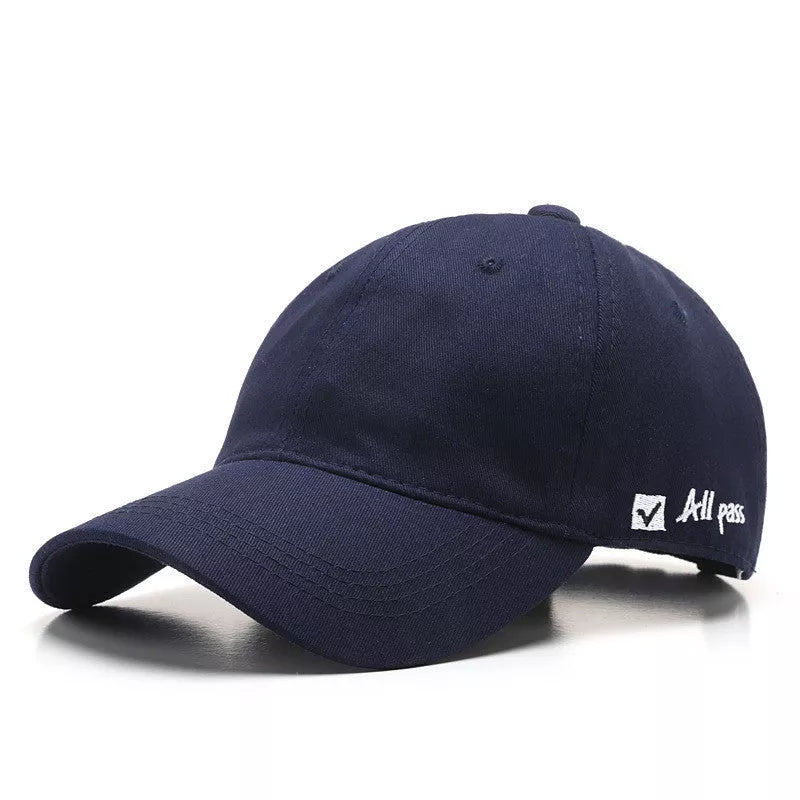 Adjustable cotton baseball cap with side letter embroidery